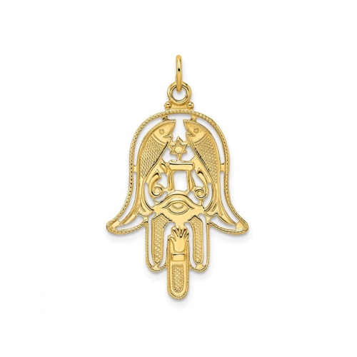 Pendentif Hamsa en or jaune 14K ct