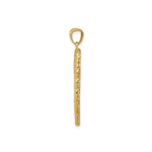 14K Yellow Gold Two Tone Angel Wing Charm Pendant