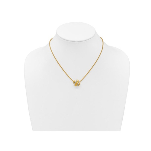 14K Yellow Gold Textured Circle Ball Pendant Necklace with Chain