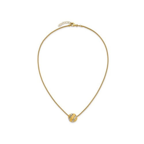 14K Yellow Gold Textured Circle Ball Pendant Necklace with Chain