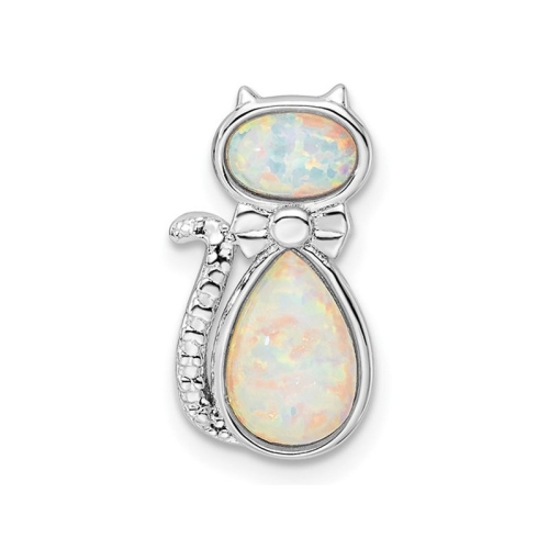 UPC: 709904068429 - Lab Created Opal Cat Pendant Necklace in Sterling Silver with Chain