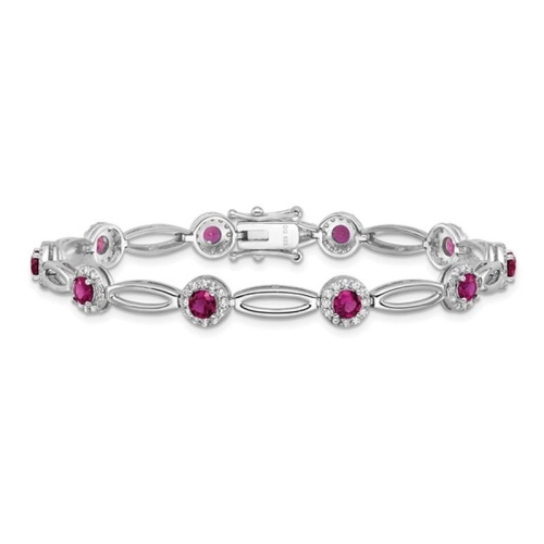 Ruby Bracelet in Sterling Silver with Synthetic Cubic Zirconias