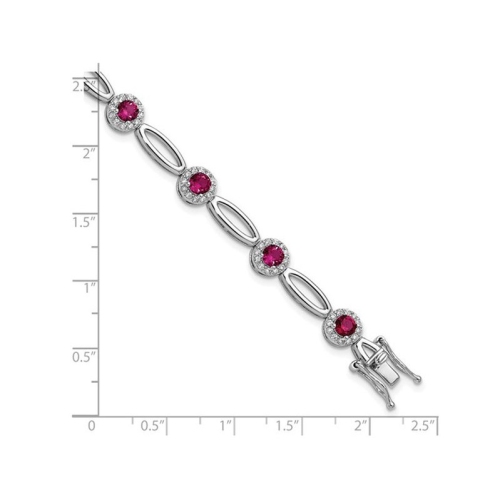 Ruby Bracelet in Sterling Silver with Synthetic Cubic Zirconias