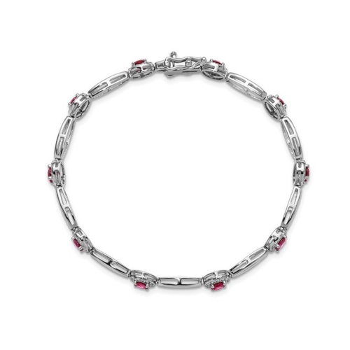 Ruby Bracelet in Sterling Silver with Synthetic Cubic Zirconias