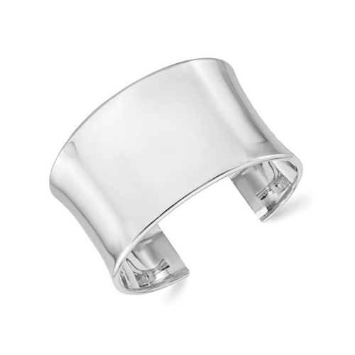 Sterling Silver Wide Polished Slip-On Cuff Bangle Bracelet