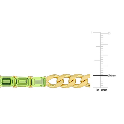 2.85 Carat Peridot Figaro Bracelet in Yellow Sterling Silver (7.25 Inches)