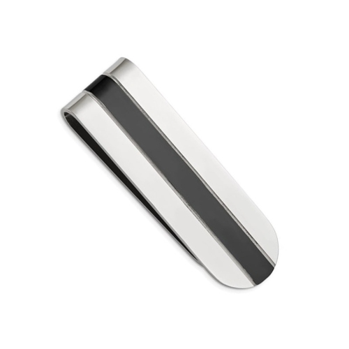 Mens Black Plated Money Clip in Polished Stainless Steel