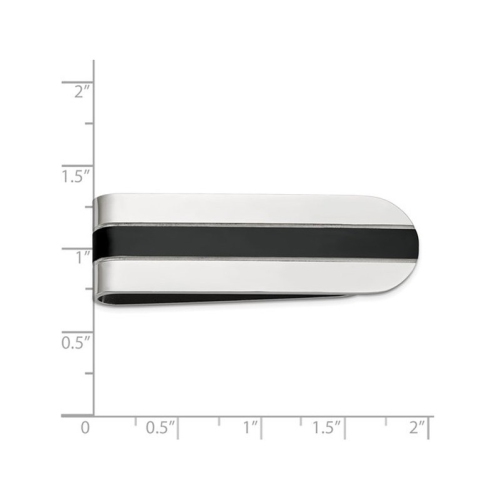 Mens Black Plated Money Clip in Polished Stainless Steel
