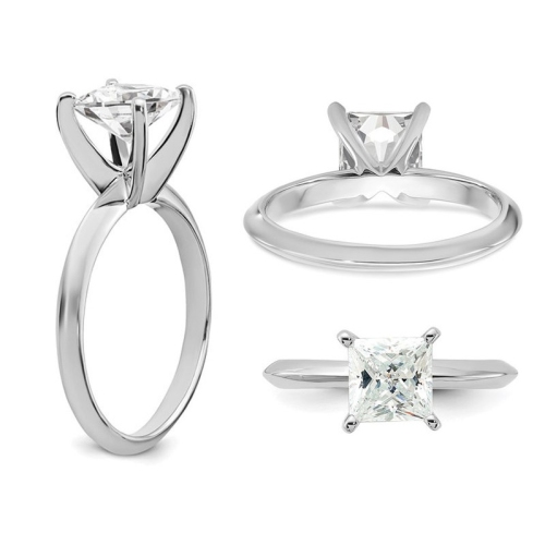 Sterling Silver Solitaire Engagement Ring with Synthetic Princess Cubic Zirconia