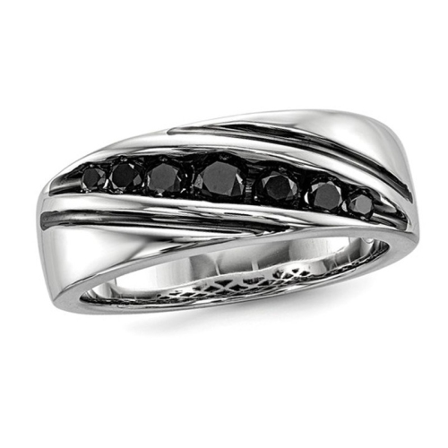 GEM AND HARMONY  Mens 1/2 Carat (Ctw) Diamond Ring In Sterling Silver In Black