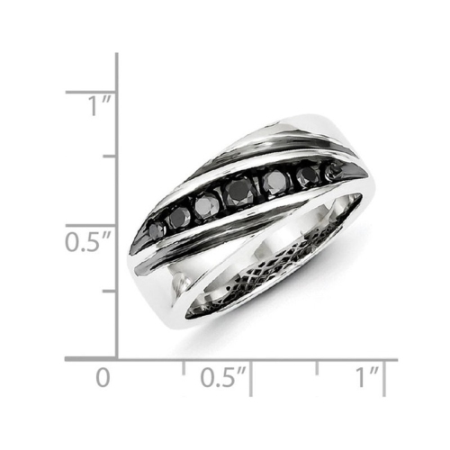 Mens 1/2 Carat Black Diamond Ring in Sterling Silver