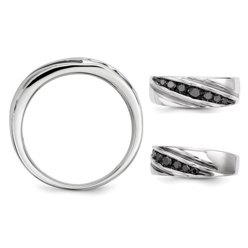 Mens 1/2 Carat Black Diamond Ring in Sterling Silver