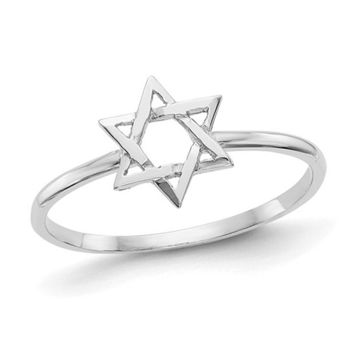 14K White Gold Polished Star of David Ring