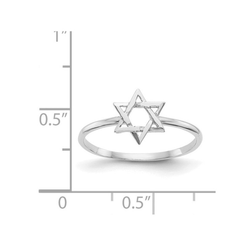 14K White Gold Polished Star of David Ring