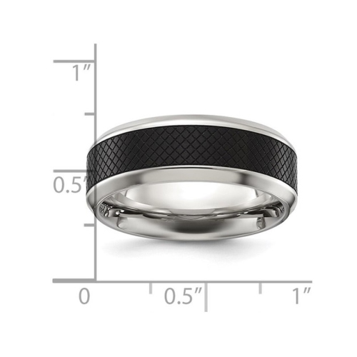 Mens Stainless Steel Black Plated 8mm Band Ring