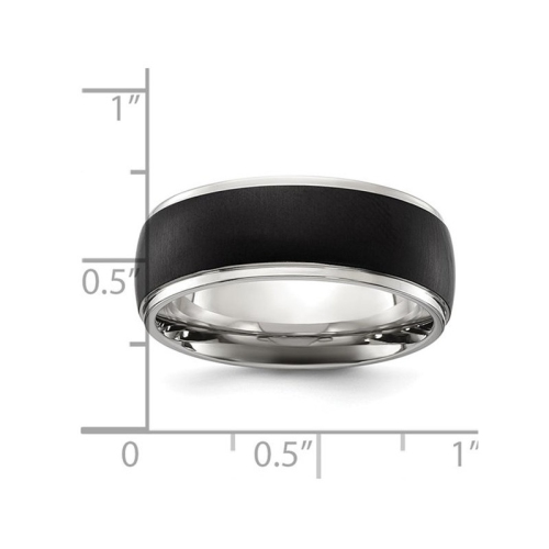 Bague homme en acier inoxydable plaqué noir, 8&nbsp;mm