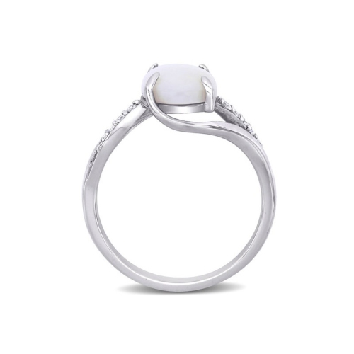 1.66 Carat Opal Ring with Accent Diamonds in Sterling Silver