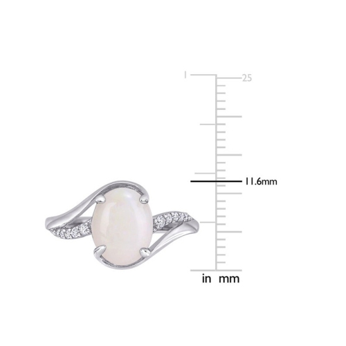 1.66 Carat Opal Ring with Accent Diamonds in Sterling Silver