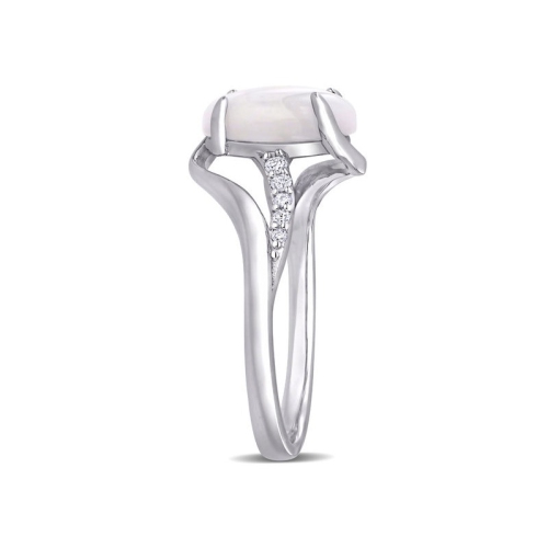 1.66 Carat Opal Ring with Accent Diamonds in Sterling Silver