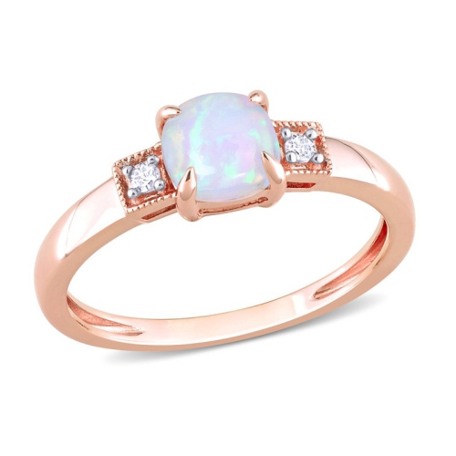 GEM AND HARMONY  1.20 Carat (Ctw) Opal Ring In 10K Rose Pink Gold In Blue