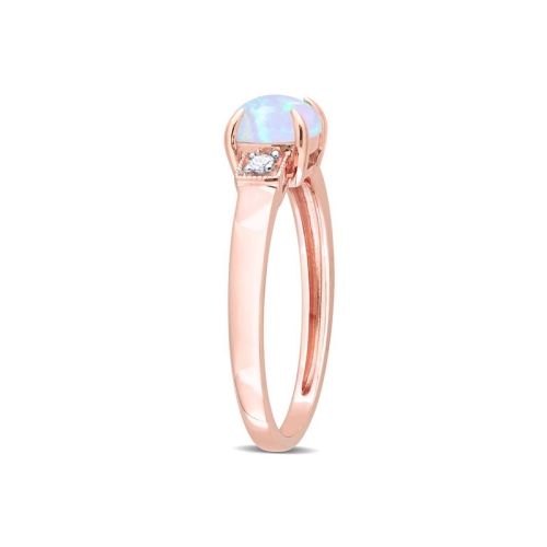 1.20 Carat Blue Opal Ring in 10K Rose Pink Gold