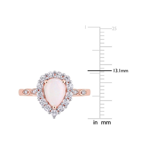1.17 Carat Opal and Lab-Created White Sapphire Halo Ring in 10K Rose Gold