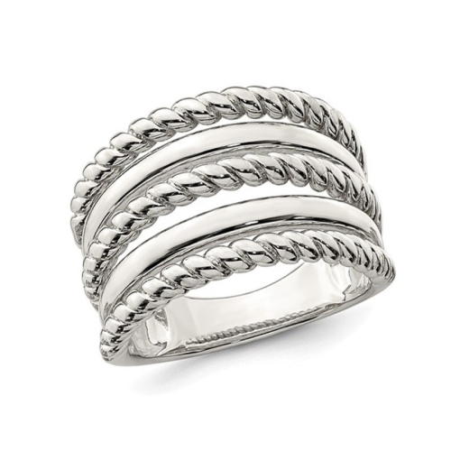 GEM AND HARMONY  Sterling Polished Ring With Tri-Twist Design In Silver