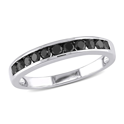 GEM AND HARMONY  1/2 Carat (Ctw) Diamond Wedding Band Ring In Sterling Silver With Rhodium In Black