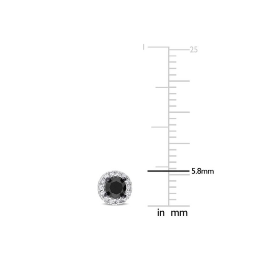 1/2 Carat Black & White Diamond Halo Earrings in Sterling Silver
