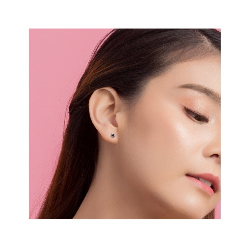 1/2 Carat Black & White Diamond Halo Earrings in Sterling Silver