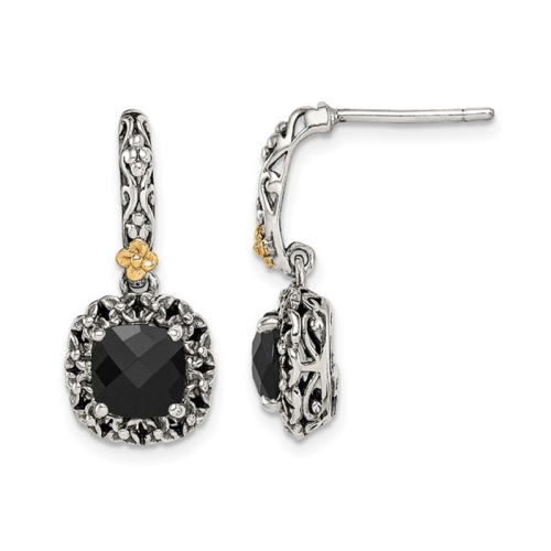 GEM AND HARMONY  2.40 Carat (Ctw) Onyx Dangle Earrings In Sterling Silver In Black