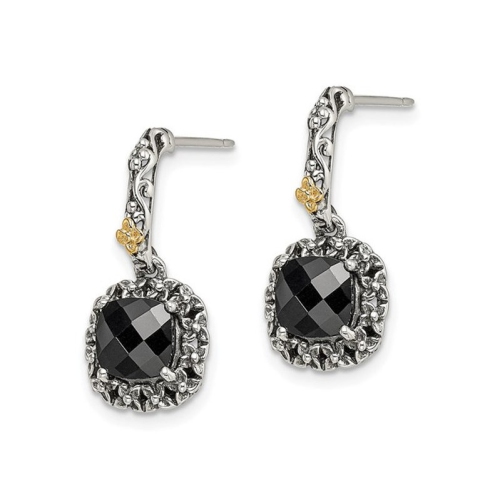 2.40 Carat Black Onyx Dangle Earrings in Sterling Silver