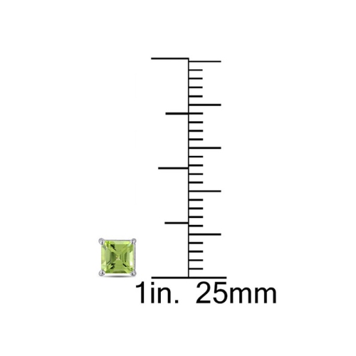 2/3 Carat Square Peridot Solitaire Earrings in 14K White Gold