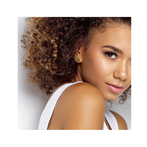 2/3 Carat Square Peridot Solitaire Earrings in 14K White Gold