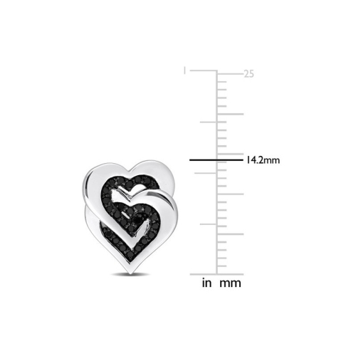 1/4 Carat Black Diamond Heart Earrings in Sterling Silver