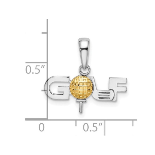 Sterling Silver Polished GOLF Tee Charm Pendant Necklace with Chain