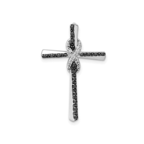 GEM AND HARMONY  1/8 Carat (Ctw) Black & Diamond Cross Pendant 14K Gold (No Chain) In White