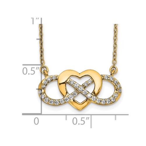 1/5 Carat Diamond Heart Infinity Necklace Pendant in 14K Yellow Gold with Chain