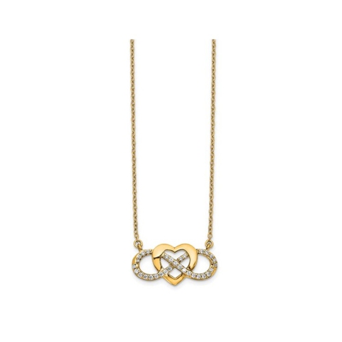 1/5 Carat Diamond Heart Infinity Necklace Pendant in 14K Yellow Gold with Chain