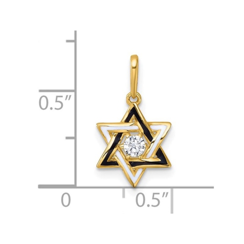 14K Yellow Gold Star Of David Pendant with Cubic Zirconia (NO CHAIN)