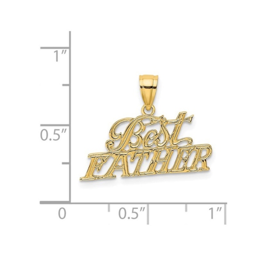 Pendentif « Best Father Charm » en or jaune 14K K