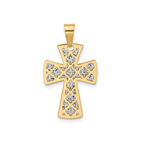GEM AND HARMONY  14K Gold Diamond-Cut Cross Pendant (No Chain) In Yellow