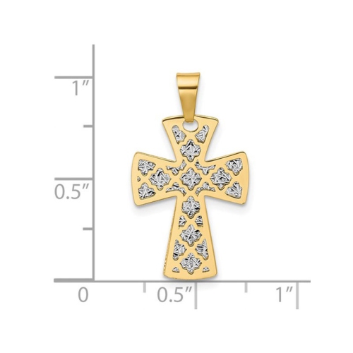 14K Yellow Gold Diamond-Cut Cross Pendant