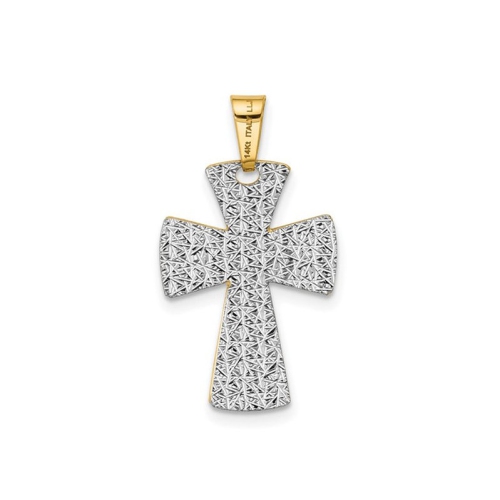 14K Yellow Gold Diamond-Cut Cross Pendant