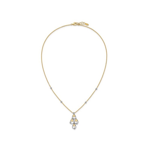 14K Yellow and White Gold Chandelier Pendant Necklace with Chain
