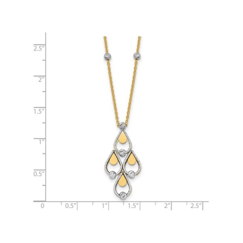 14K Yellow and White Gold Chandelier Pendant Necklace with Chain