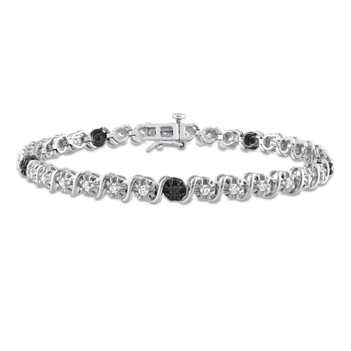 Carat (ctw) Black and White Diamond Tennis Bracelet in