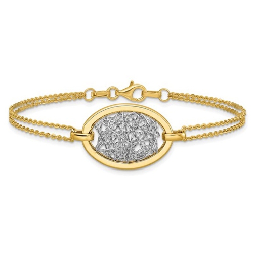 14K Yellow and White Gold Two Strand Oval Bracelet