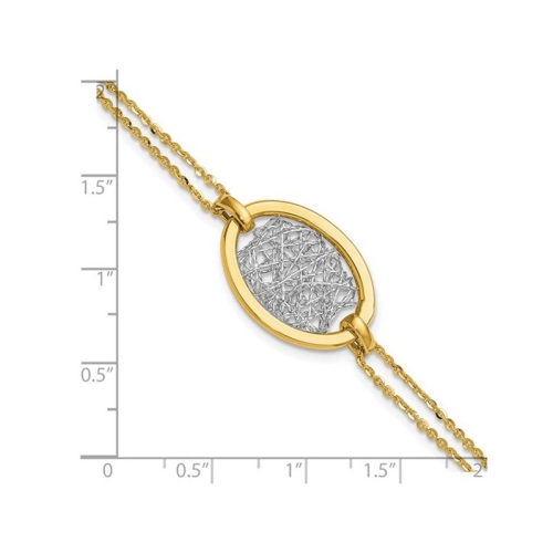 Bracelet ovale à deux rangs en or jaune et blanc 14K ct