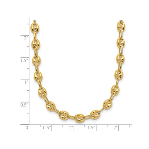 14K Yellow Gold Polished Puffed Mariner Link Necklace